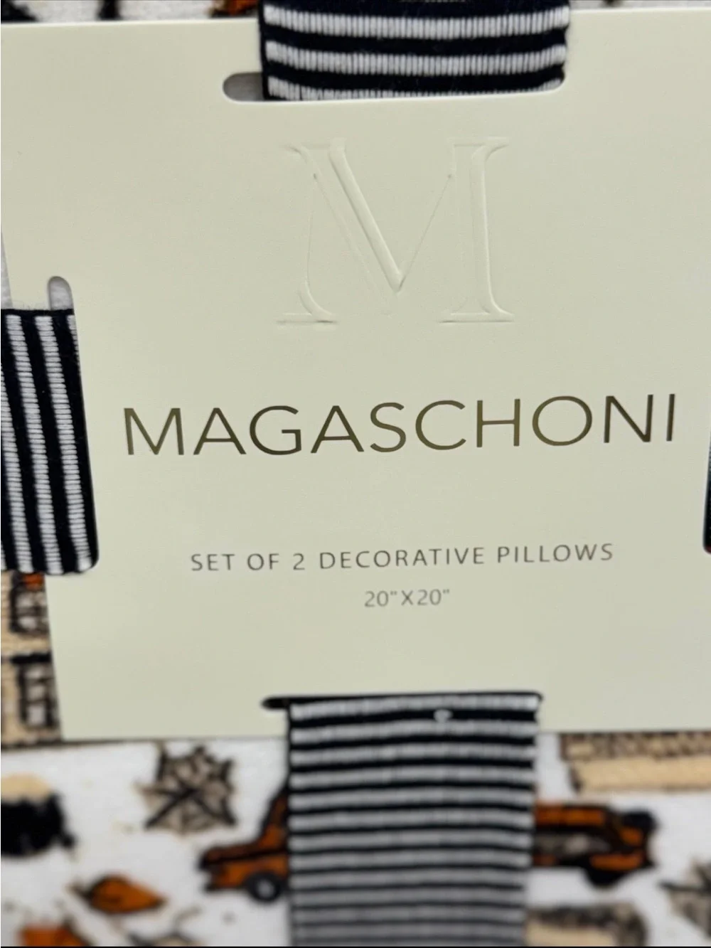 Magaschoni Halloween Pumpkin Decorative Pillow Set - Orange & Cream